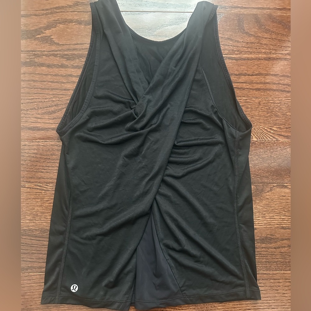 Lululemon black high neck tank with cross cross back